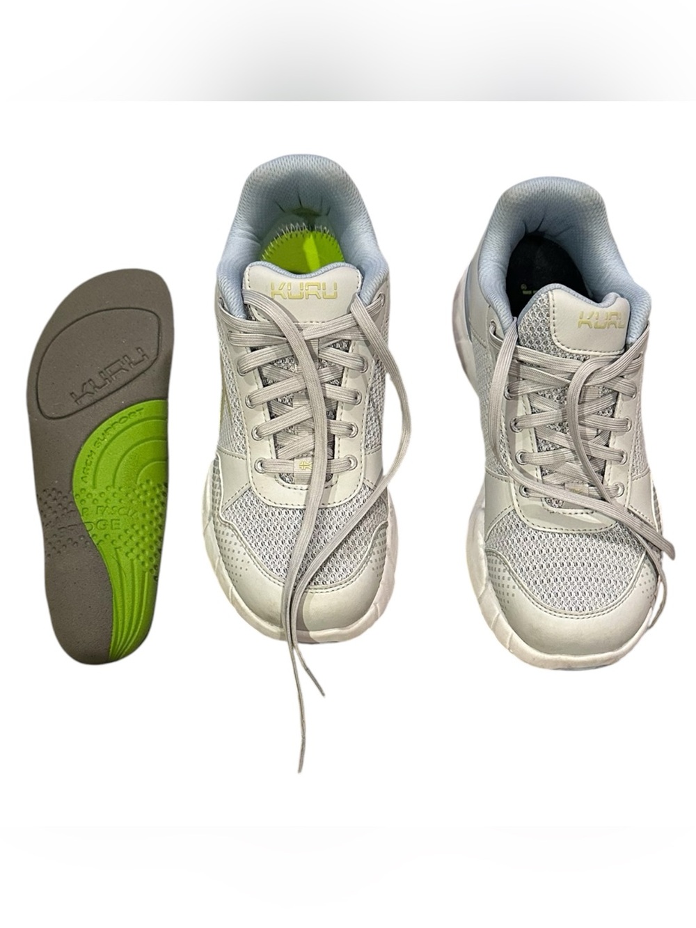 KURU CLOUD DOVE GRAY WHITE ARCH SUPPORT COMFY SNEAKERS 8.5